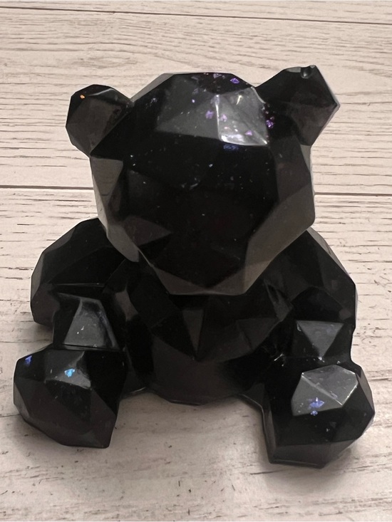 Handmade Other - Handmade Geometric Black Bear Figurine with Sparkles